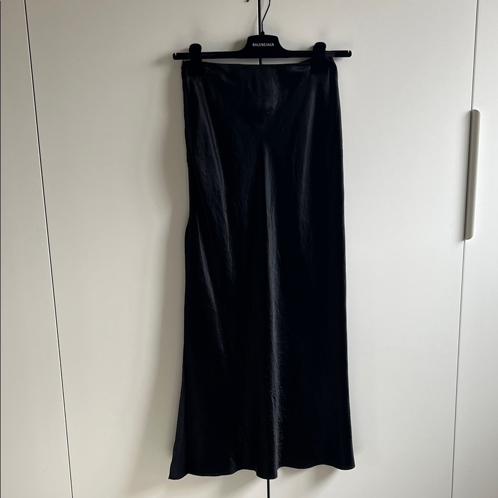 COS Black Satin Bias Maxi Skirt, Size 4